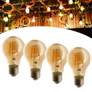 Kit 4 Lâmpada Led Bulbo Retrô Filamento E27 A60 Luz Branco Quente