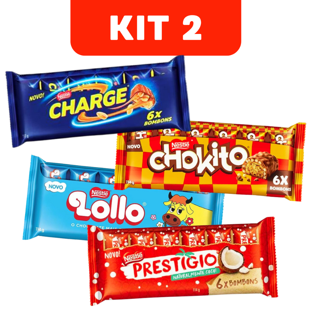 Bombom Chocolate Prestigio Charge Chokito Lollo Kit 2 Pacotes 117g - Nestlé