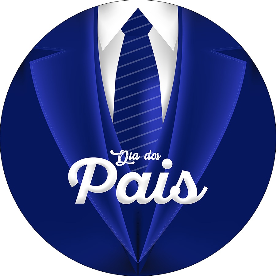 Painel De Festa Redondo Em Tecido - Dia dos Pais Terno Azul 034