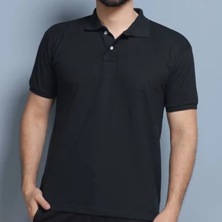 Camisa polo masculina manga curta gola polo clássica casual sem bolsos premium cor preto