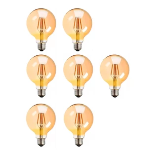 Kit 7 Lâmpada Filamento Led Globo G95 4w Ambar 2200k Bivolt