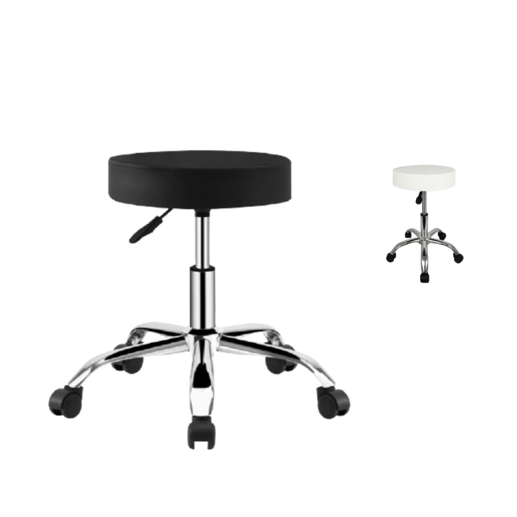 Cadeira Mocho Giratório S/ Encosto Estética Massagista Tatuador Base Cromada