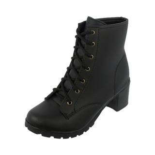 Bota Coturno Feminino Salto Alto Tratorada Pu80