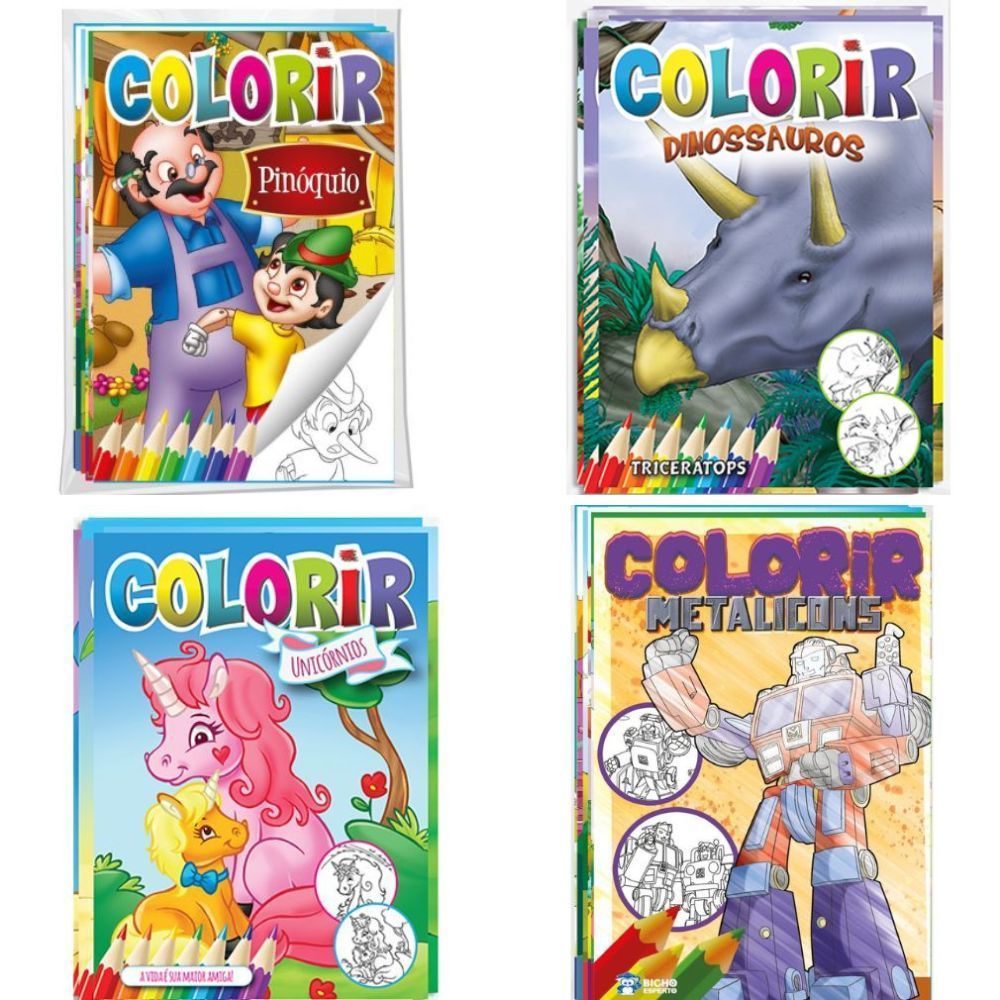 KIT COM 32 LIVROS PARA COLORIR | Shopee Brasil