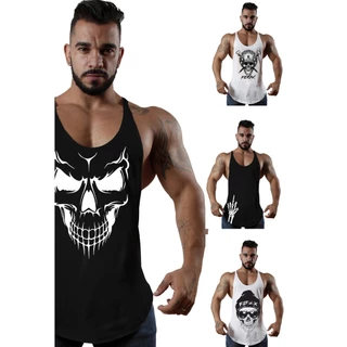 Kit 04 Regatas cavada Masculina Caveira