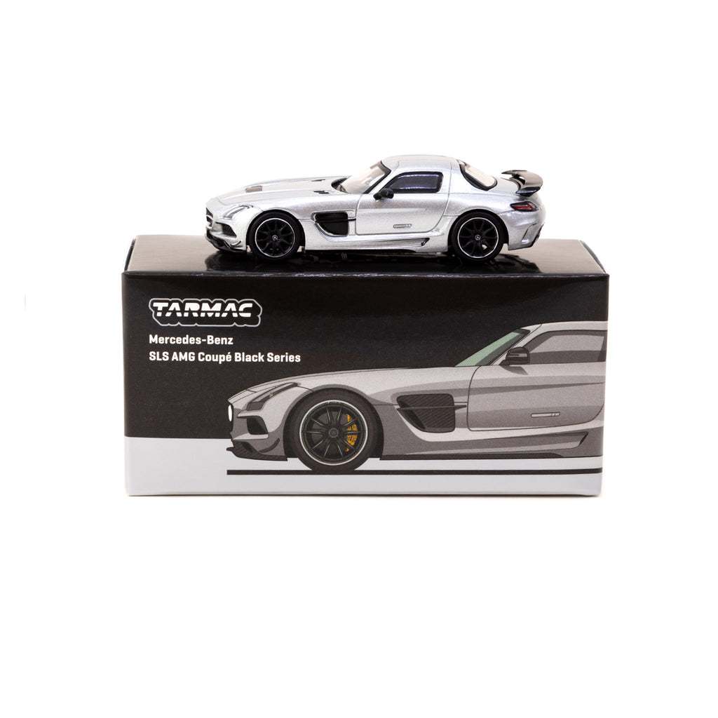 Tarmac Works 1/64 Mercedes-Benz SLS AMG Coupe Black Series Silver Metallic - GLOBAL64 Diecast Scale Model Car