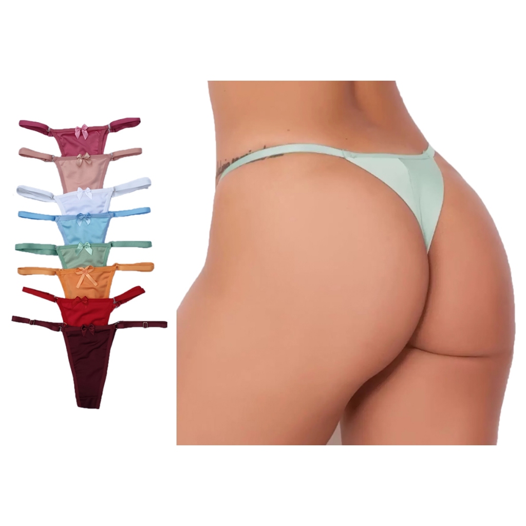 Kit 5 Calcinha Fio Duplo com Regulagem Lateral Não Marca Roupa