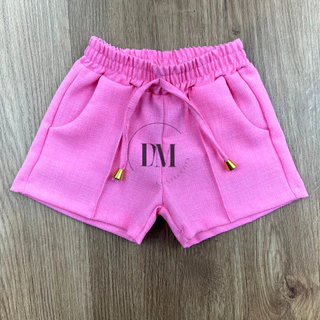Kit de 3 Shorts Infantil Linho Com bolso Novidade Moda Infantil Verão