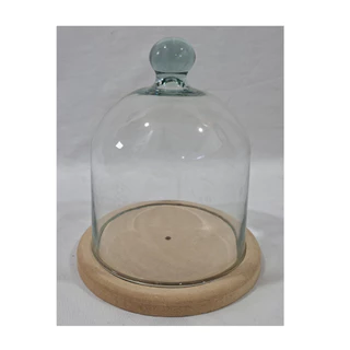 Cupula de vidro redoma 20x17cm com base de madeira