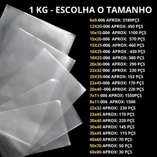 Saco Plástico Transparente PP Vários Tamanhos 1 kg Super Promoção Alta Qualidade