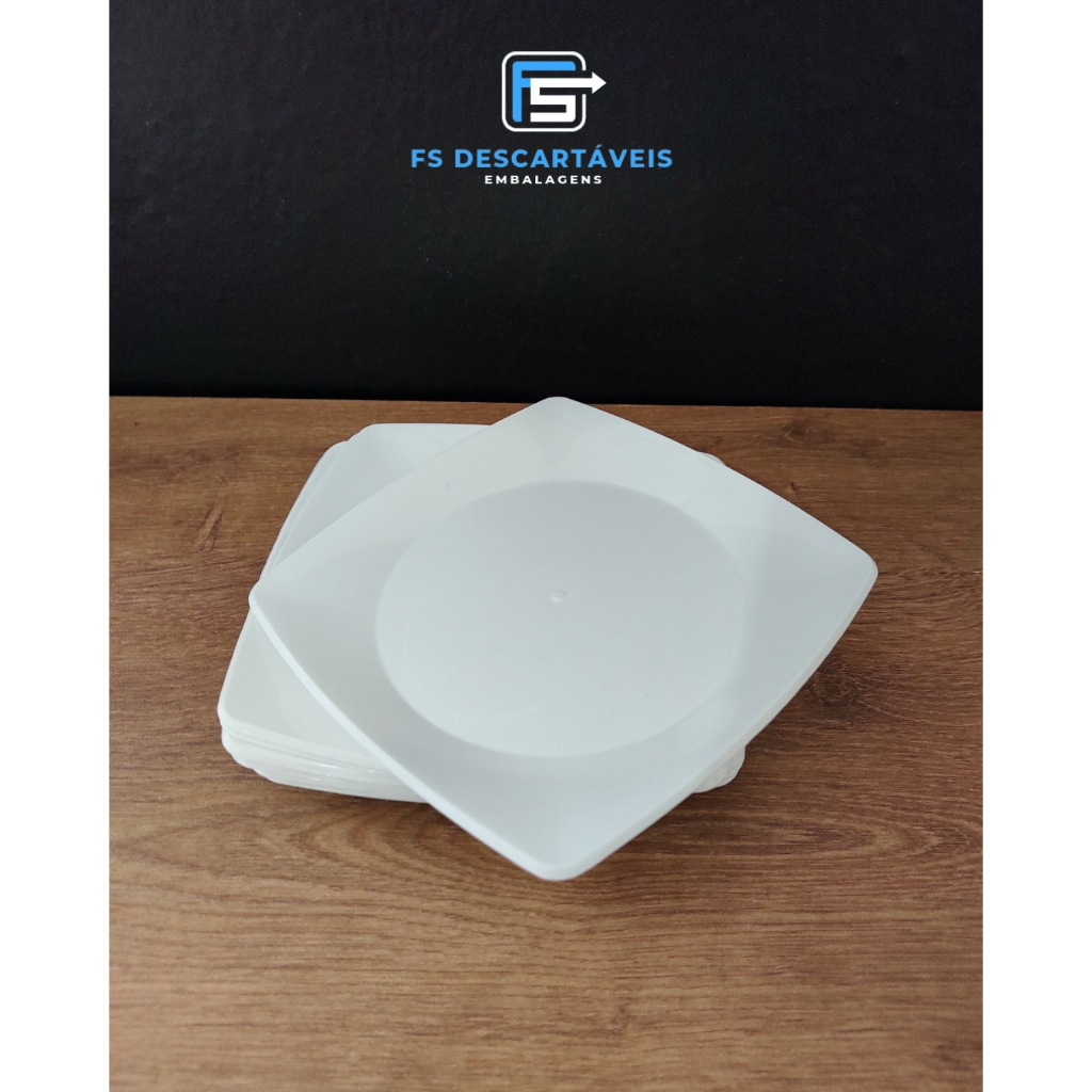 Kit 50 Pratos Sobremesa Descartáveis de Acrílico Quadrado | Shopee Brasil