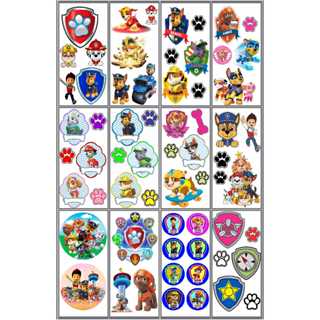 Kit 12 Cartelas Tatuagens Temporárias Infantil Patrulha Canina Para Menino E Menina - 68 tatuagens