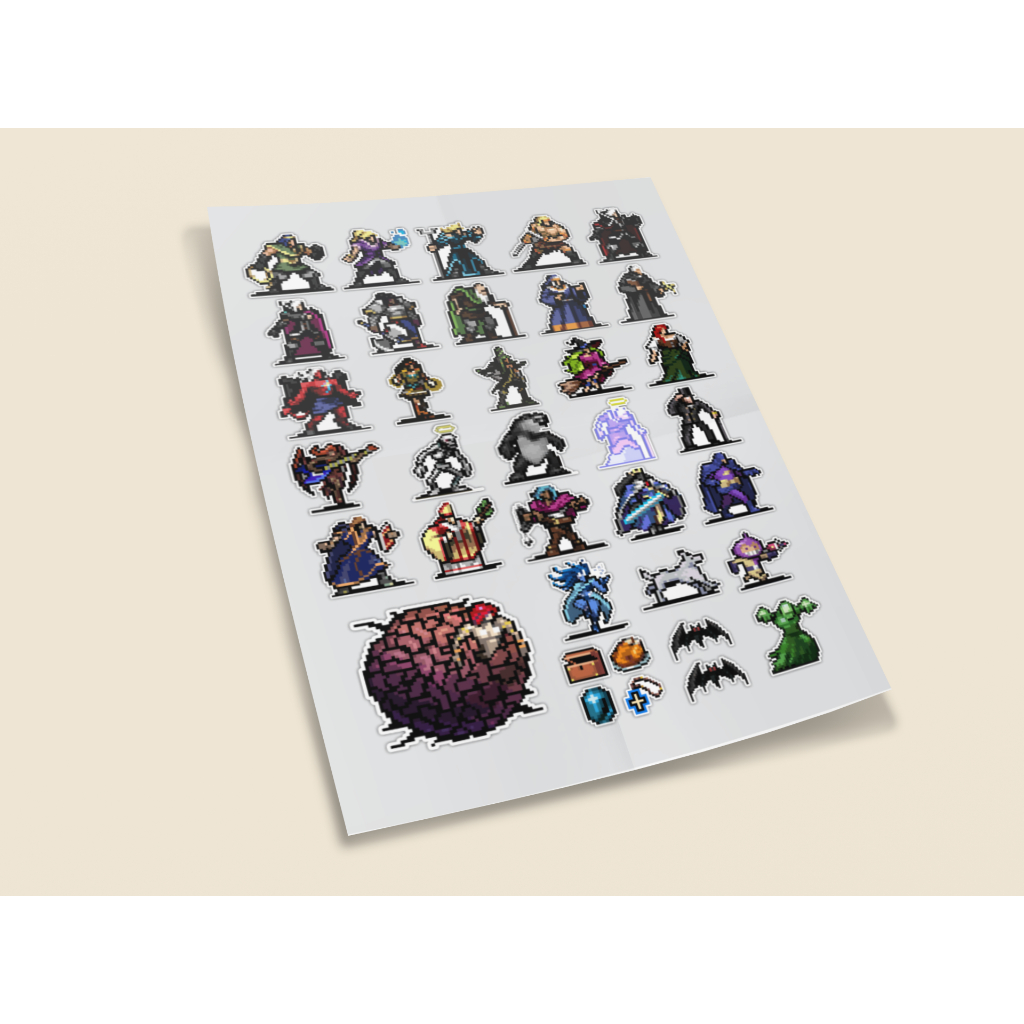 Cartela de Adesivos (Sticker) - Personagens Vampire Survivors (36 ...