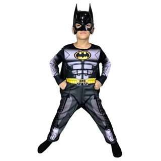 Fantasia Infantil Batmam Longa Com Enchimento 3d