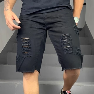 Shorts Masculino Bermuda Jeans Rasgado Jeans de Ótima qualidade Modelo Rasgada Premium