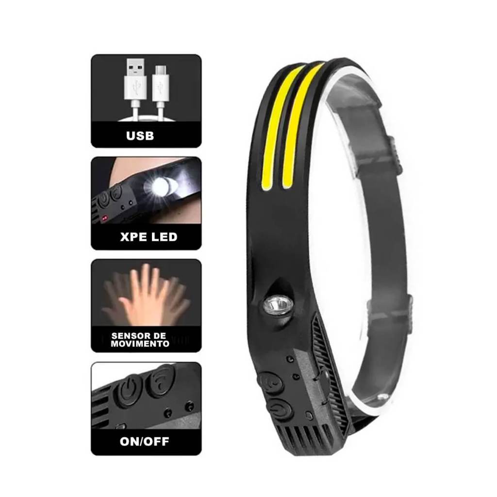lanterna de cabeça recarregável led sensor | Shopee Brasil