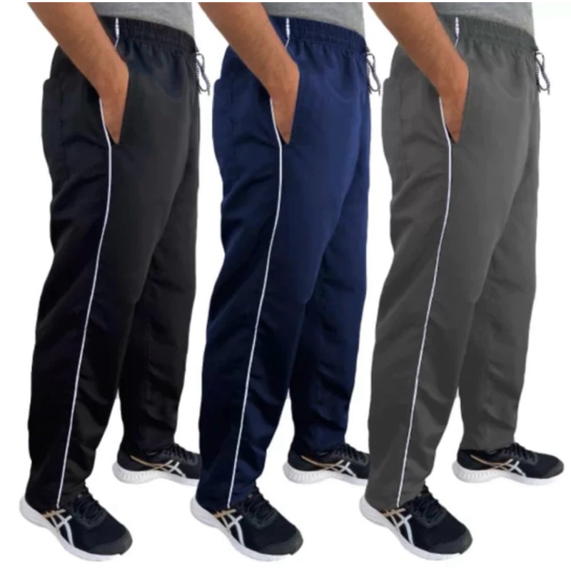 Kit 3 Calça Tactel Masculina 3 Bolsos Costura Reforçada