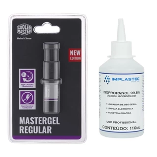 Kit Pasta Térmica Cooler Master MasterGel Regular 4G 5.0w/mk + Cleaner 110ML Limpeza de PC CPU Resfriamento Videogame