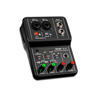 TEYUN Q-12 Placa de som áudio profissional com monitor Guitarra eléctrica Gravação ao vivo para cantar Estúdio de computador PC