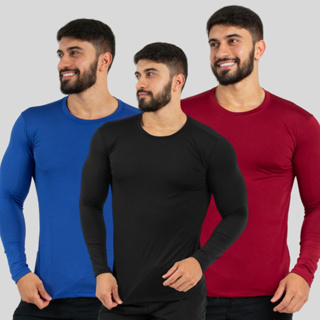 Camiseta manga longa uv+ esporte e lazer unissex slim basica
