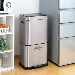 Lixeira Moon Inteligente com Sensor Automático e Pedal 60L Grande em Aço Inox p/ Cozinha