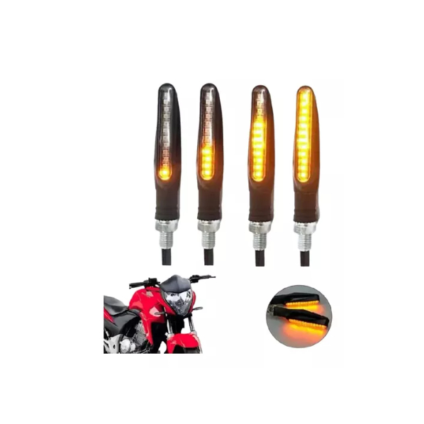 4x Pisca De Led Slin Palito Seta Sequencial Preto Modelo Universal Parafuso
