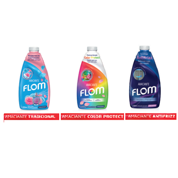 Kit com 2 Amaciantes de Roupa Concentrado Flom frasco 1.8 Litros ...