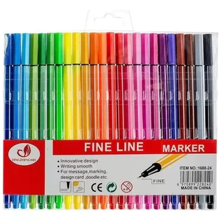 Kit Com 6/10/12/24 Canetas Coloridas Fine Line Ponta Fina 0.4 mm Escolar