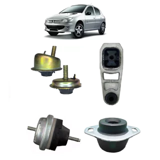 Kit Coxim Calço Motor + Lateral + Câmbio Peugeot 206 1.0 16v