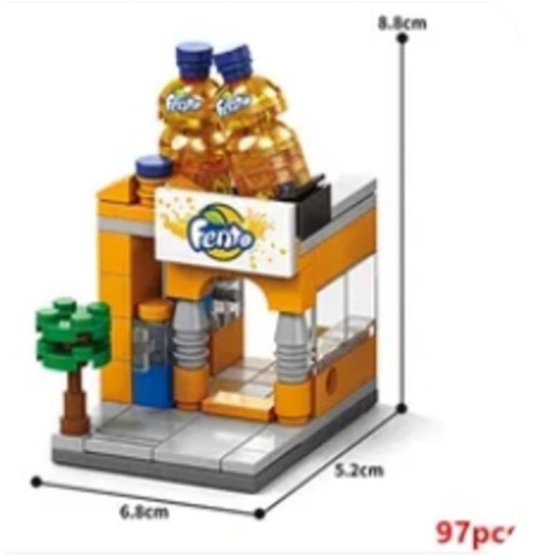Kit de blocos de construcao do tipo Lego de lojas a ecolher Fanta Pepsi ou Sprite