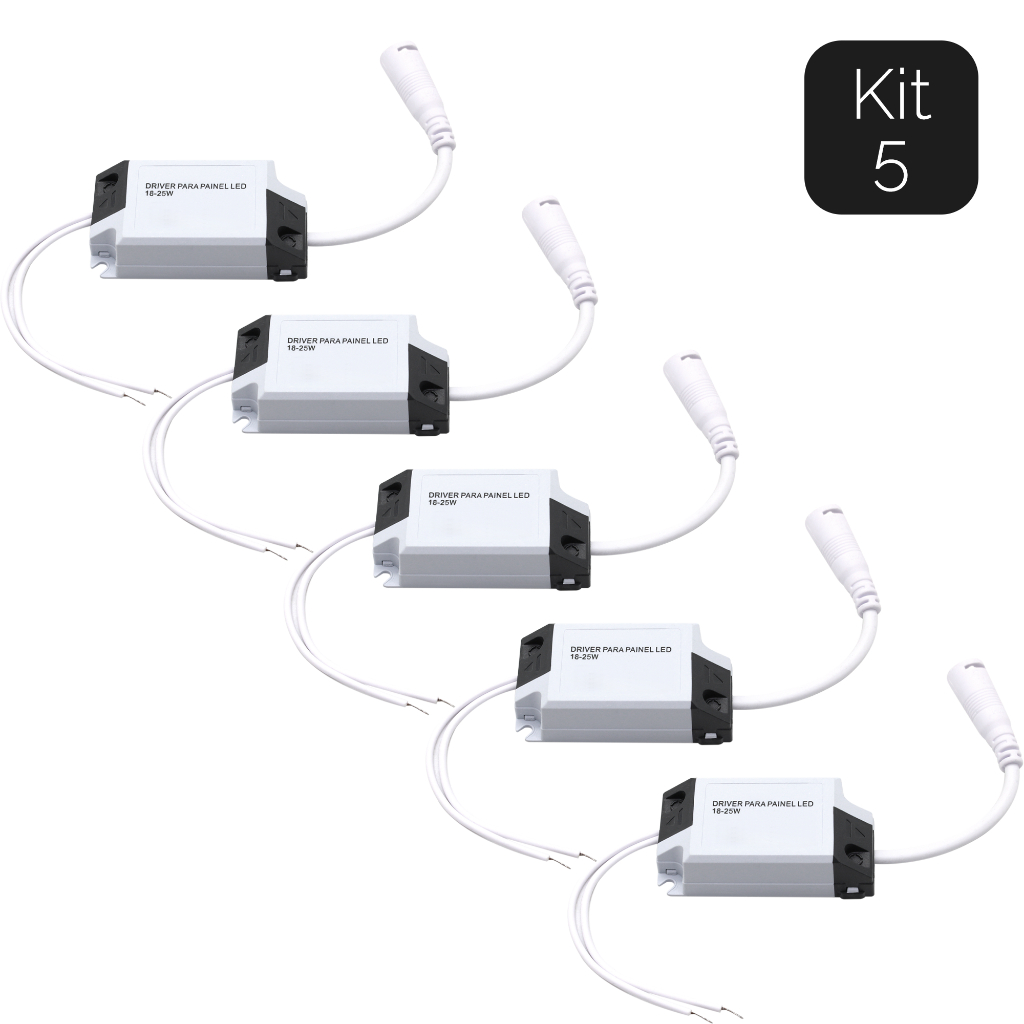 Kit 5 Driver Led Reator Fonte Bivolt Para Painel Led 18-25w