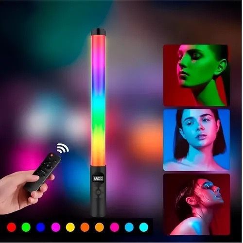 Bastão De Led Fotografia Colorido Rbg Light Stick Portatil Com Controle