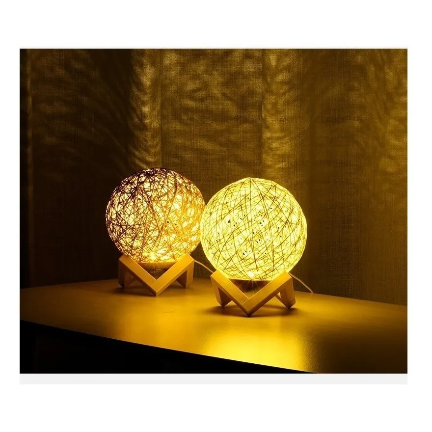 Luminária Abajur Lua 3D Bola De Barbante Linda Usb RGB C/Controle