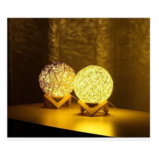 Luminária Abajur Lua 3D Bola De Barbante Linda Usb RGB C/Controle