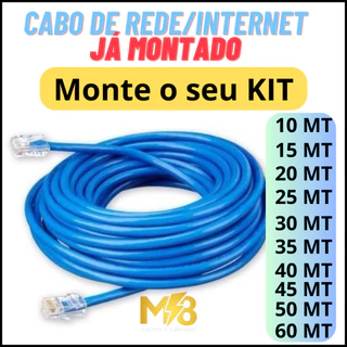 Cabo De Rede Azul Internet Lan Patch Cord Pc Notebook Roteador Smart Tv Xbox Ps3 Ps4 TESTADO E MONTADO
