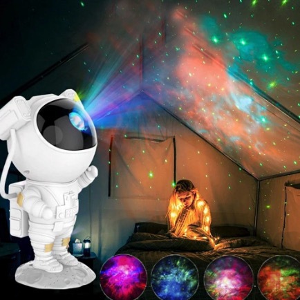 Projetor Luz Led Astronauta Galáxia Estrelas Nebulosa Iluminação Noturna Luminária Lâmpada Divertida Controle USB