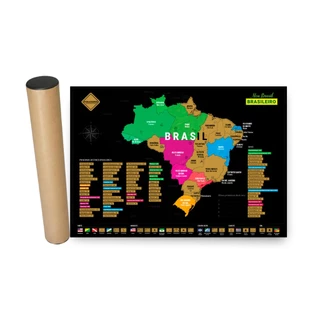 Mapa raspadinha do Brasil 42x 60 Cm Viagem Estados Brasileiros
