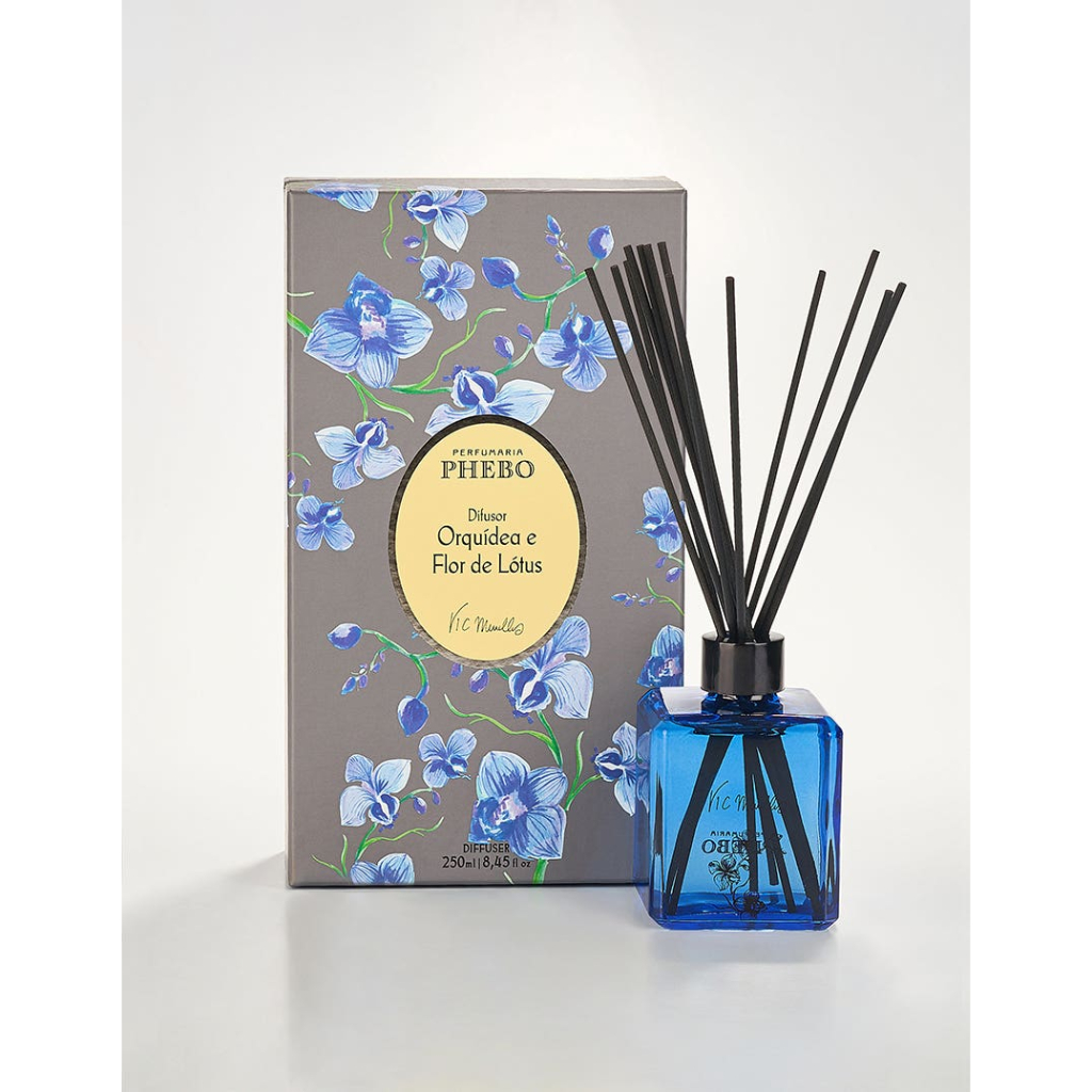 Difusor de Ambientes Phebo Orquídea & Flor de Lótus 250ml + Caixa Decorativa Vic Meirelles