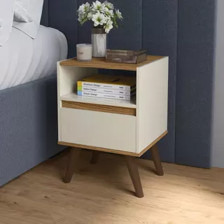Mesa De Cabeceira Para Quarto Pés Retro Criado 1 Gaveta Cores