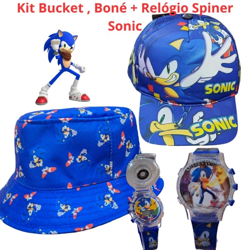Spiner, Relógio infantil musical com luzes Sonic + Boné infantil aba ...