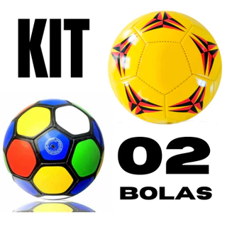 KIT - 2 Bolas De Futebol Campo Tam. 5 Oficial Couro Sintético com selo do INMETRO - Cor Sortida