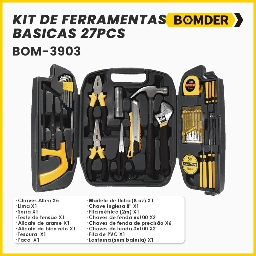 Kit Ferramentas com 27 Peças Maleta