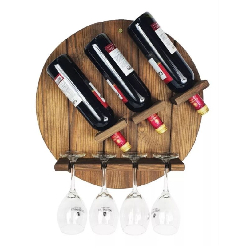 Adega redonda rústica de parede em madeira | Shopee Brasil