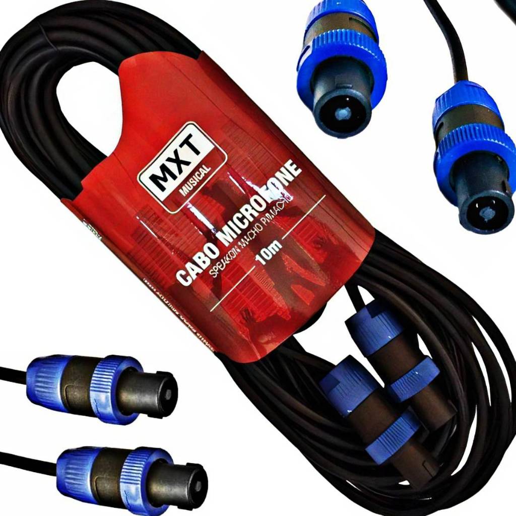 Câble Enceinte Speakon 10 Mètres - Mâle/Mâle 2 Pôles - Pro Audio DJ (Neuf)