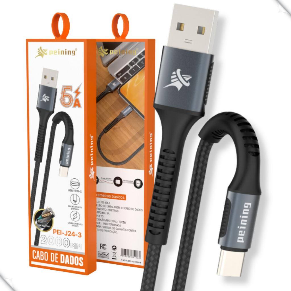 Cabo Tipo C 5a/25w Rápido Usb C Cabo De 2 Metros Reforçado