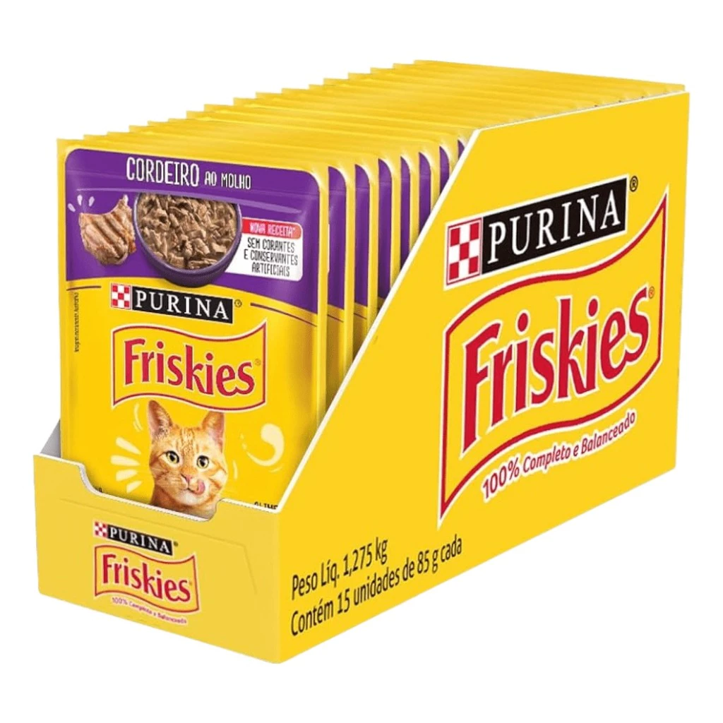 Imagem do produto Friskies Kit 15 Sachês Para Gatos Adultos Sabor Cordeiro 85g no catálogo Master Pet