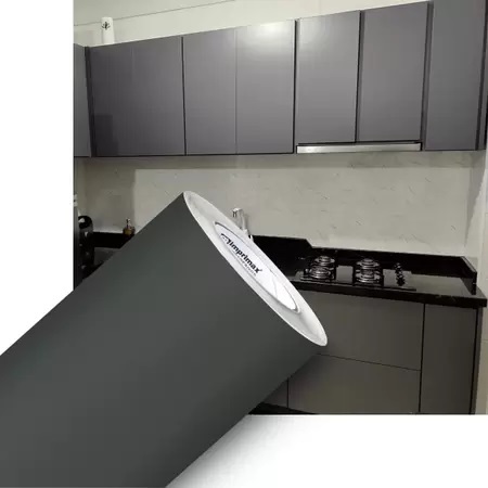 Adesivo Envelopamento Armários Cozinha Cinza Grafite Fosco 3m x 60cm