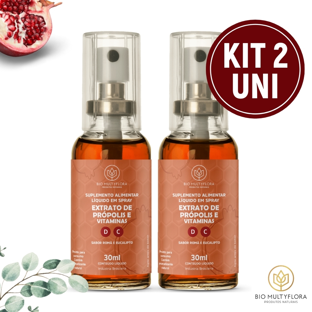 Kit 2 Spray Mel Romã E Eucalipto 30ml Suplemento Alimentar Líquido ...