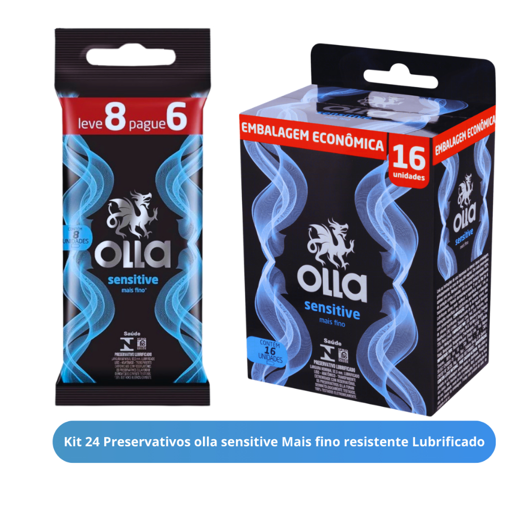 Preservativos Mais fino resistente Kit 24 Unidades Olla Sensitive ...