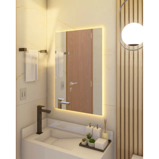 Espelho Grande 60x40 Com Led Decorativo Camarim Banheiro Sala fonte slim oculta bivolt 110/220V